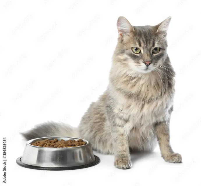 Katzenbild mit Futter – VitalMix lässt sich einfach über das tägliche Futter geben